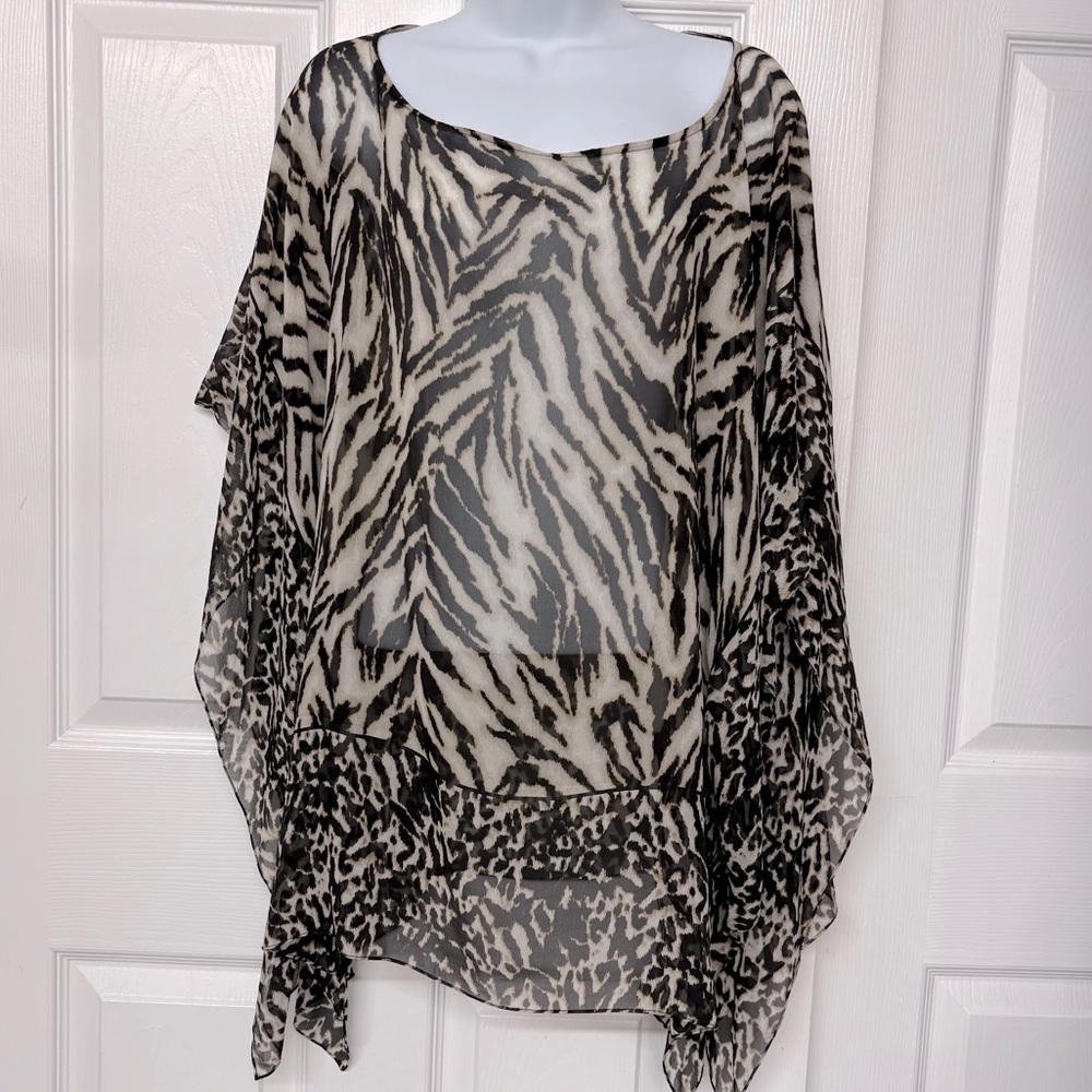 Talbots Animal Print Silk Swimsuit Cover Sz L/XL